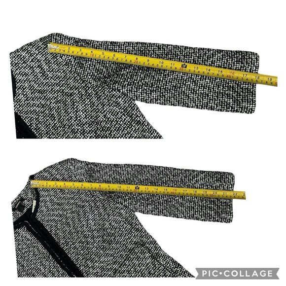 NEW Express $128 White Black Tweed Jacket Blazer Cropped 3/4 Sleeve Women’s 10 - Picture 13 of 16